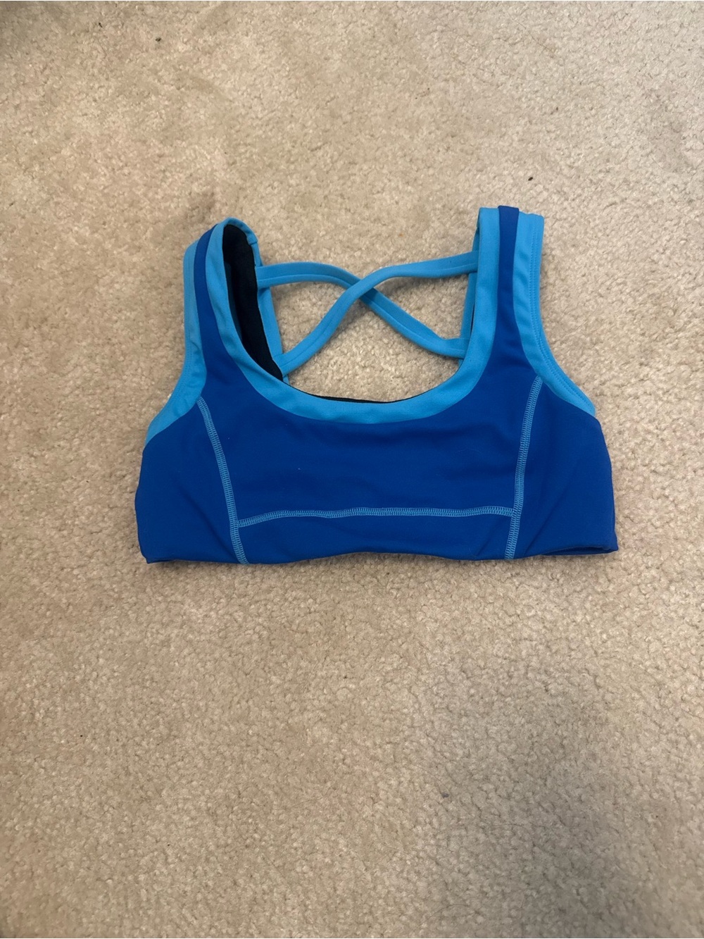 Blue Crossback Crop Sports Top - Lightweight Activewear